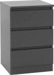 Seconique Malvern Pair Of Bedsides 3 Drawer Grey Finish Recessed Handles Metal Runners - thumbnail 4