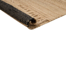 Beliani Beige Striped Jute And Cotton Rug 160 X 230 Cm - Handwoven Braided Flat-Woven Area Rug - thumbnail 4
