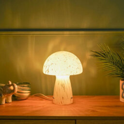 Valuelights Beau White Confetti Glass Mushroom Table Lamp With Tapered Lampshade - Bulb Included - thumbnail 4
