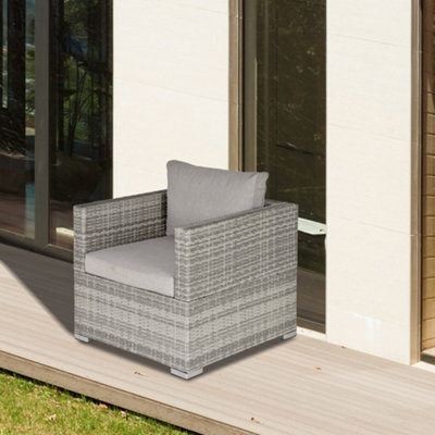 Outsunny Single Wicker Furniture Sofa Chair W/ Padded Cushion For Garden Balcony - image 1
