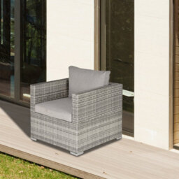 Outsunny Single Wicker Furniture Sofa Chair W/ Padded Cushion For Garden Balcony