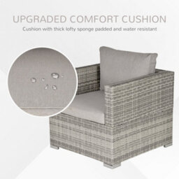 Outsunny Single Wicker Furniture Sofa Chair W/ Padded Cushion For Garden Balcony - thumbnail 6
