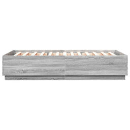 Berkfield Bed Frame With Led Without Mattress Grey Sonoma 160X200 Cm - thumbnail 8