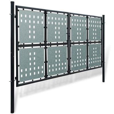 Berkfield Durable Black Double Door Fence Gate 300 X 200 Cm - image 1