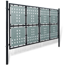 Berkfield Durable Black Double Door Fence Gate 300 X 200 Cm - thumbnail 1