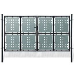 Berkfield Durable Black Double Door Fence Gate 300 X 200 Cm - thumbnail 2
