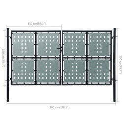 Berkfield Durable Black Double Door Fence Gate 300 X 200 Cm - thumbnail 5