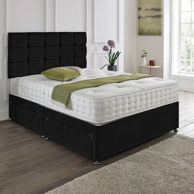 Dining Tables Rio Matching Headboard Divan Set, 2 Drawer On Same Side With Sprung 1500 Comfort Mattress - King - image 1