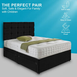 Dining Tables Rio Matching Headboard Divan Set, 2 Drawer On Same Side With Sprung 1500 Comfort Mattress - King - thumbnail 2