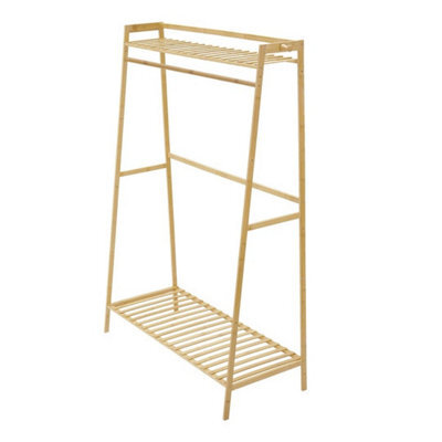 Heavy Duty Wood Clothes Rail Hat Rack Hanging Garment Stand - image 1