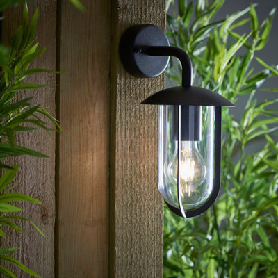 Anson Lighting Layka Outdoor Wall Light Finished In Textured Black And Clear Pc - image 1
