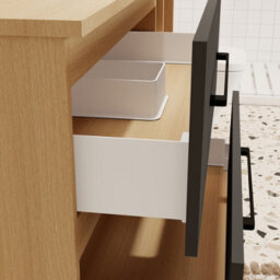 Probaty Bathrooms 790X460mm Vanity Unit Anthracite And Wood Color Mdf,2 Drawers 4 Storage With White Ceramic Basin(Wavy Patterns) - thumbnail 5