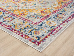 San Marino Modern Living Room Area Rug - Low Pile Floral Design Muti Coloured 60Cm X 220Cm - thumbnail 5