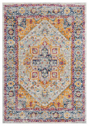 San Marino Modern Living Room Area Rug - Low Pile Floral Design Muti Coloured 60Cm X 220Cm - thumbnail 2