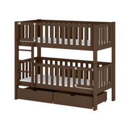 Arte Ksawery Dark Chocolate Wooden Bunk Bed 80 X 180Cm - Foam Bonnell Mattresses Included - thumbnail 1