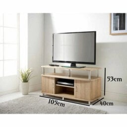 Tv Unit Cabinet With Storage Shelves & Cupboard Entertainment Living Room Decor - thumbnail 3