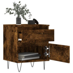 Berkfield Bedside Cabinets 2 Pcs Smoked Oak 40X35X50 Cm Engineered Wood - thumbnail 4