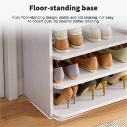 7 Tier White Wooden Hallway Shoe Rack Open Shelves Shoe Cabinet Storage Unit - thumbnail 3