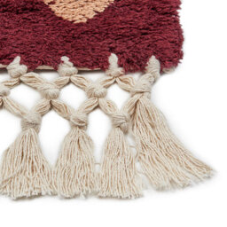 Wyld And Coco Hand-Tufted Cotton Area Rug 140 X 200 Cm - Boho Red Diamond Pattern With Tassels - thumbnail 6