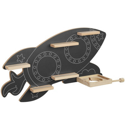 Tectake Wall Shelf Mylittlestory Rocket Holds Up To 40 Tonies  - Anthracite - image 1
