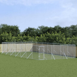 Walplus Outdoor Dog Kennel Silver 6X14X2 M Galvanised Steel - thumbnail 1