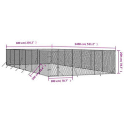 Walplus Outdoor Dog Kennel Silver 6X14X2 M Galvanised Steel - thumbnail 4