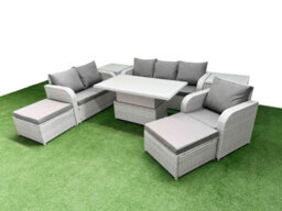 Fimous Pe Wicker 8 Seater Outdoor Rattan Furniture Sofa Sets Adjustable Lifting Dining Or Coffee Table 2 Side Table - thumbnail 2