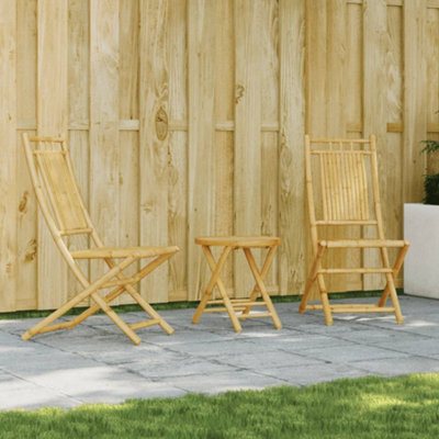 Walplus 3 Piece Bistro Set Bamboo For Garden Backyard, Balcony - Cushion Not Included - image 1