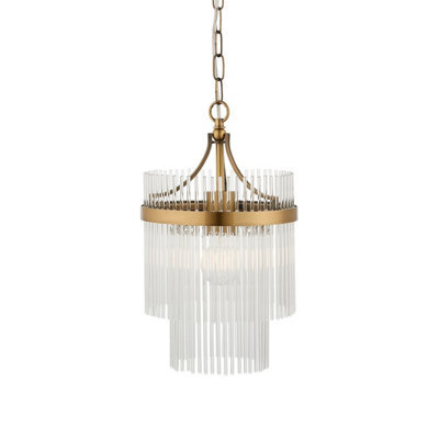 Luminosa Lighting Luminosa Marietta Pendant Ceiling Light Antique Brass Plate, Clear Glass, 1X E27 - image 1