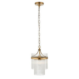 Luminosa Lighting Luminosa Marietta Pendant Ceiling Light Antique Brass Plate, Clear Glass, 1X E27 - thumbnail 7