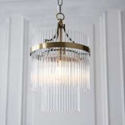 Luminosa Lighting Luminosa Marietta Pendant Ceiling Light Antique Brass Plate, Clear Glass, 1X E27 - thumbnail 5