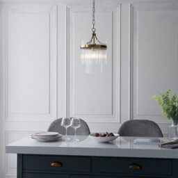 Luminosa Lighting Luminosa Marietta Pendant Ceiling Light Antique Brass Plate, Clear Glass, 1X E27 - thumbnail 3