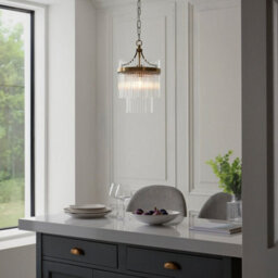 Luminosa Lighting Luminosa Marietta Pendant Ceiling Light Antique Brass Plate, Clear Glass, 1X E27 - thumbnail 6