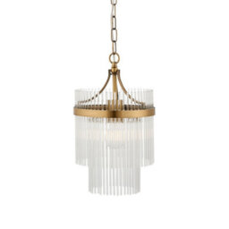 Luminosa Lighting Luminosa Marietta Pendant Ceiling Light Antique Brass Plate, Clear Glass, 1X E27 - thumbnail 1
