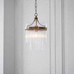 Luminosa Lighting Luminosa Marietta Pendant Ceiling Light Antique Brass Plate, Clear Glass, 1X E27 - thumbnail 2