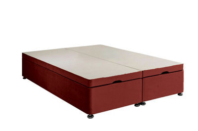 Adore Designs Plush Velvet Ottoman Storage Bed Base - End-Lift - 4Ft6 Double - Burgundy - image 1