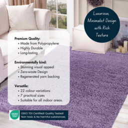 Desire Rugs Plain Living Room Shaggy Area Rugs Lilac 200X290 Cm - thumbnail 3
