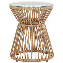 Wyld And Coco Bistro Set 2-Seater Faux Rattan With Grey Cushions And Glass Table Top - Compact Outdoor Bistro Set - thumbnail 8