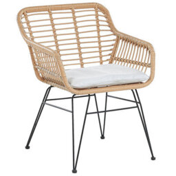 Wyld And Coco Bistro Set 2-Seater Faux Rattan With Grey Cushions And Glass Table Top - Compact Outdoor Bistro Set - thumbnail 3