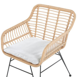 Wyld And Coco Bistro Set 2-Seater Faux Rattan With Grey Cushions And Glass Table Top - Compact Outdoor Bistro Set - thumbnail 7