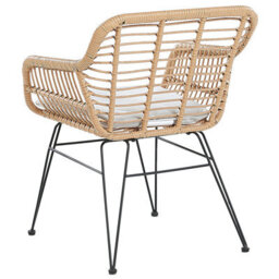 Wyld And Coco Bistro Set 2-Seater Faux Rattan With Grey Cushions And Glass Table Top - Compact Outdoor Bistro Set - thumbnail 6
