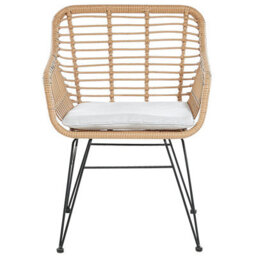 Wyld And Coco Bistro Set 2-Seater Faux Rattan With Grey Cushions And Glass Table Top - Compact Outdoor Bistro Set - thumbnail 5