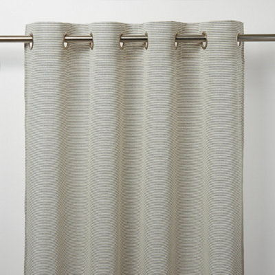 GoodHome Fola Grey Horizontal Stripe Net Eyelet Voile Curtain (W)140Cm (L)260Cm, Single - image 1