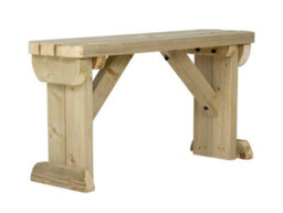 Arbor Garden Solutions Hollies Wooden Bench, Rounded Outdoor Garden Fence Seat(4Ft, Natural Finish) - thumbnail 1