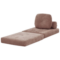 Wyld And Coco Cozynest Sofa Pouffe Bed Brown Chenille Convertible 1-Seater - Single Bed, Removable Covers, Compact Design - thumbnail 5