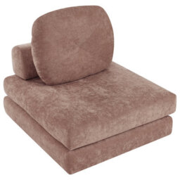 Wyld And Coco Cozynest Sofa Pouffe Bed Brown Chenille Convertible 1-Seater - Single Bed, Removable Covers, Compact Design - thumbnail 7