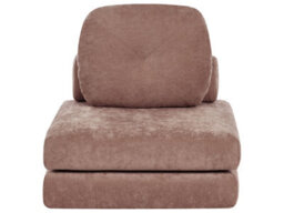 Wyld And Coco Cozynest Sofa Pouffe Bed Brown Chenille Convertible 1-Seater - Single Bed, Removable Covers, Compact Design - thumbnail 1