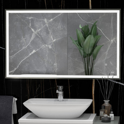 Rak Ceramics Rectangular Illuminated Led Bathroom Mirror 1000X600mm - Touch Sensor, Demister & Ip44 Rated
