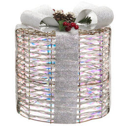 Beliani Set Of 3 Christmas Decorations Led Julso Christmas Gifts 20/25/30 Cm Silver - thumbnail 4
