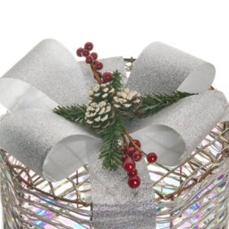 Beliani Set Of 3 Christmas Decorations Led Julso Christmas Gifts 20/25/30 Cm Silver - thumbnail 6